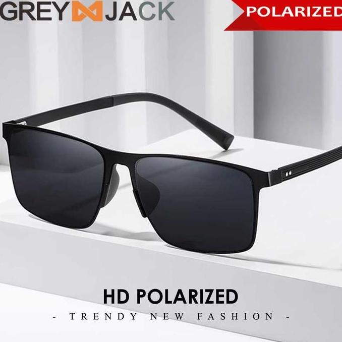 REGENLY Grey Jack Kacamata Sunglasses Anti Silau UV400 Polarized Bahan Metal Ringan Fashion Pria Wan