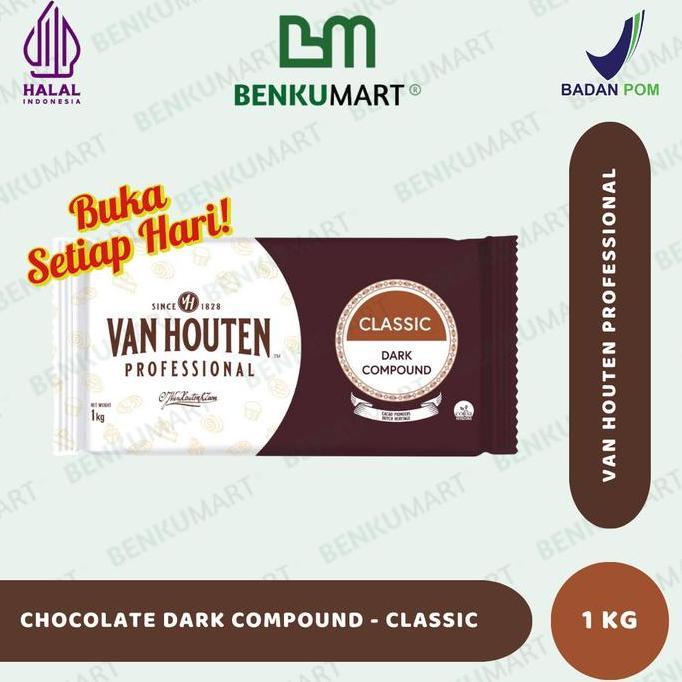 Spesial Van Houten Dark Compound Classic Block (1 Kg) | Coklat Batang Van Houten Professional Cokela