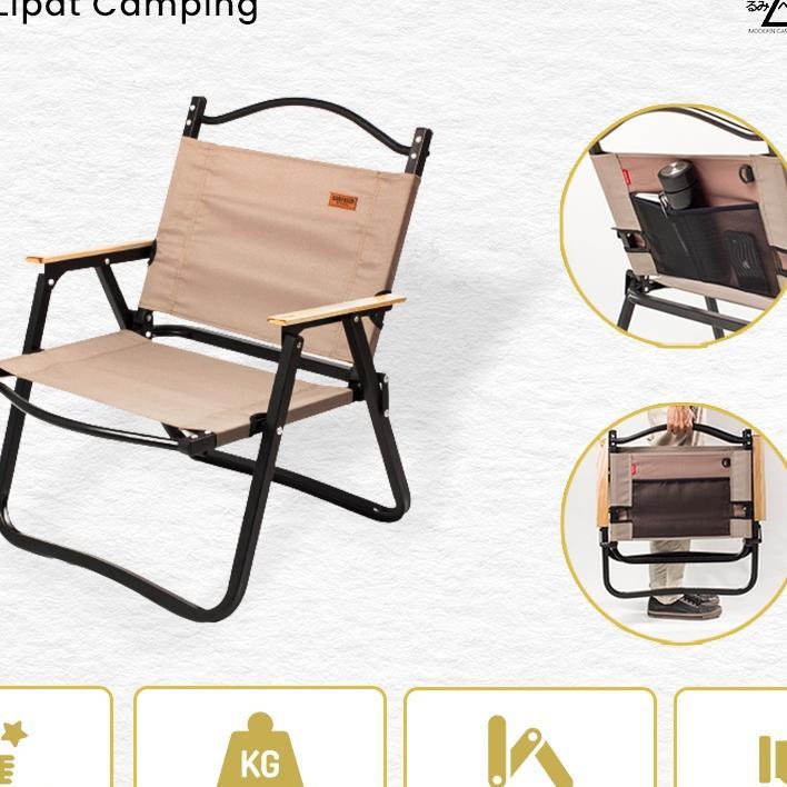 Kursi Lipat Camping (Tipe 15) Campkeun Folding Chair Mocca Ready Stock - Kursi Lipat Estetik Camping