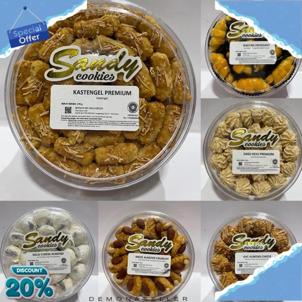 Sandy Cookies Premium (Gold) Exp Panjang (Toples Sedang Tin (Nastar / Kastengel / Putri Salju / Salj
