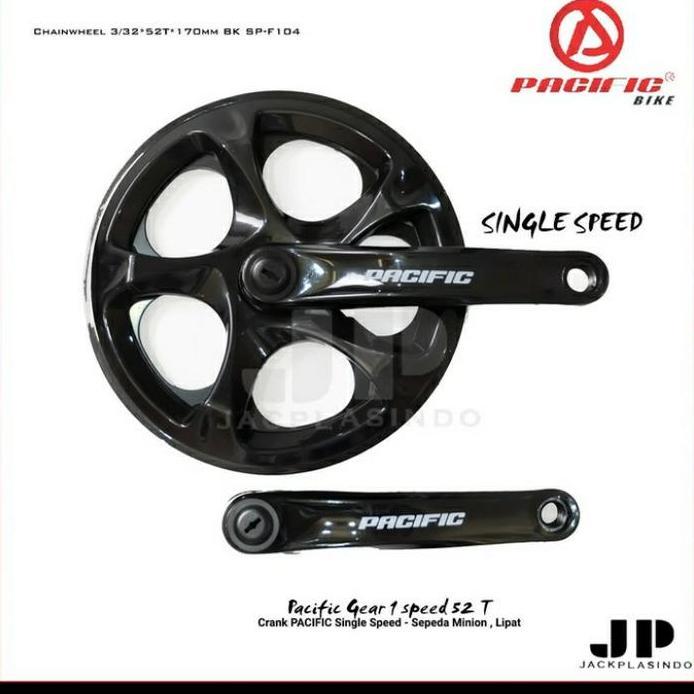 gir crankset crank set pacific 52T single speed cover hitam sepeda lipat folding