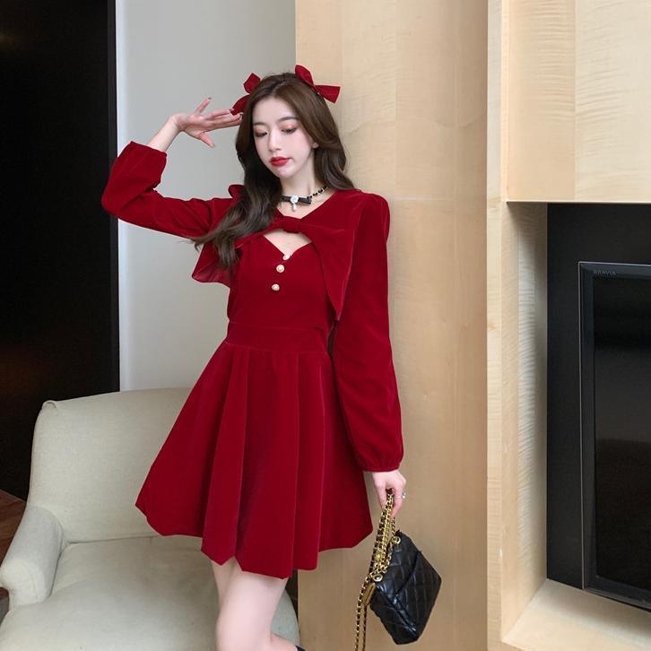 BIG PROMO Fairy Evening Dress Hitam Polos Gaun Pesta Mewah Elegan Lengan Panjang Wanita Kekinian Cas