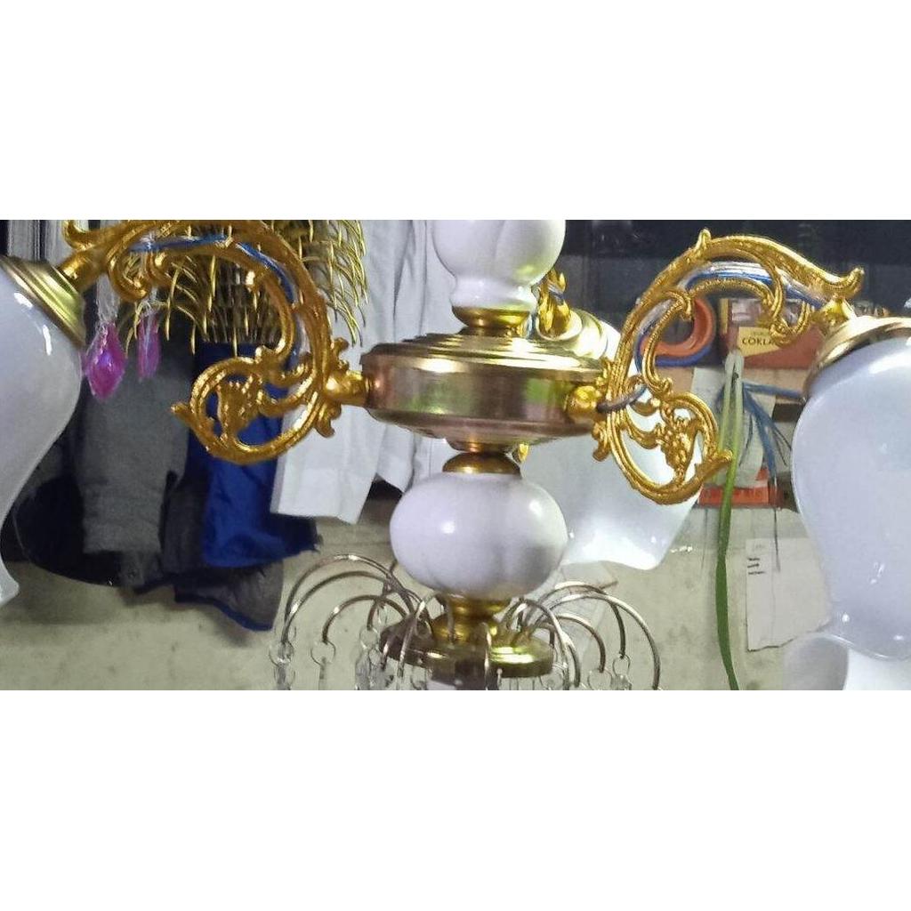 Lampu Hias Gantung Kristal Akrilik Kap Tulip Cabang 3 Dekorasi Ruangan Bisa Cod