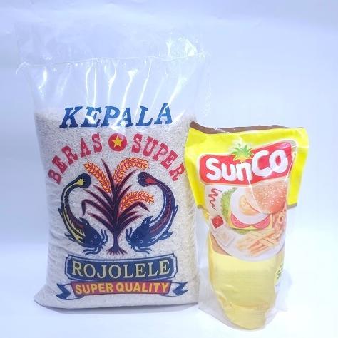 Paket Sembako Beras dan Minyak Sunco 1 liter