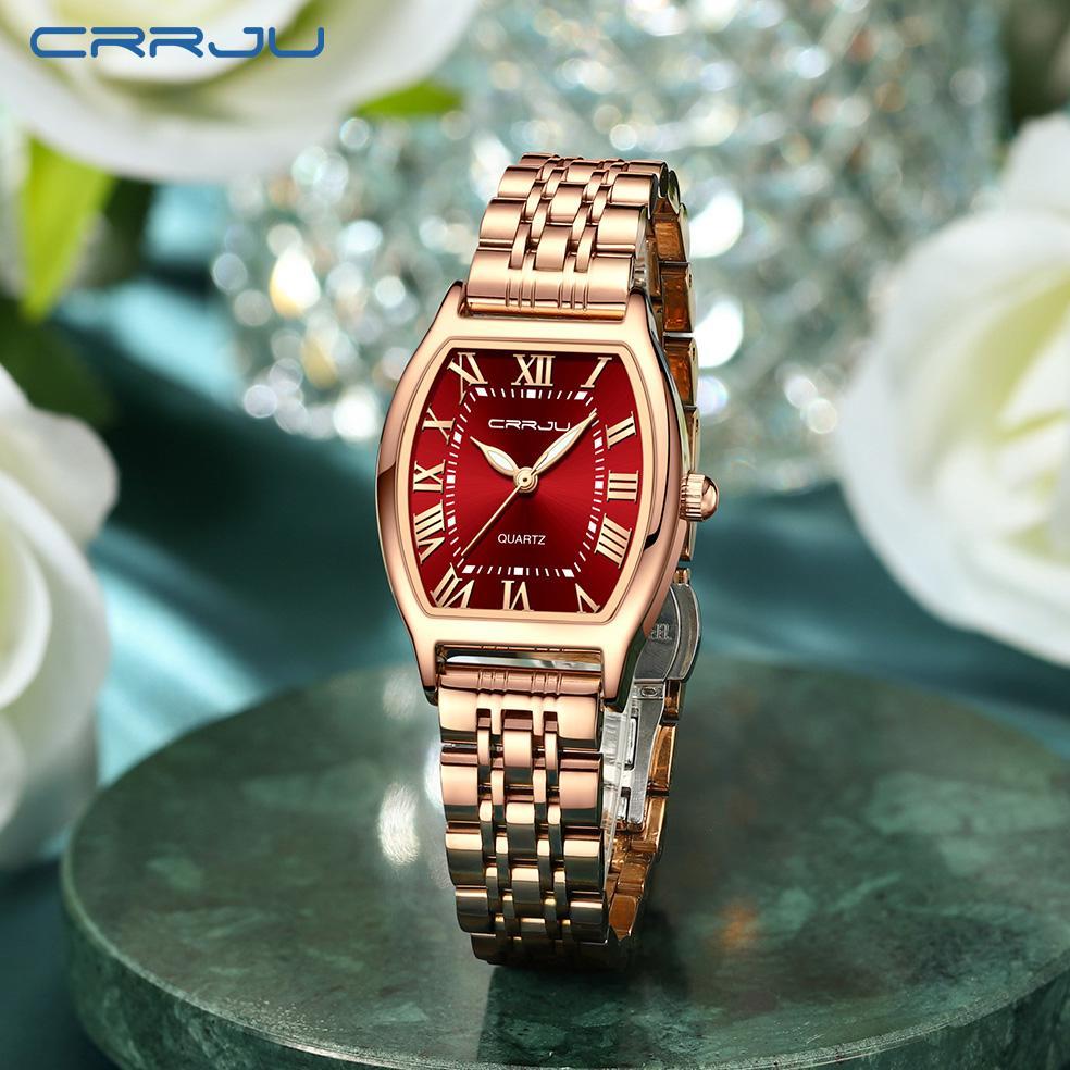 CRRJU Jam Tangan Wanita Elegan Terbaru 2023 Anti Air Rantai Kado Buat Pacar Cewek 5013