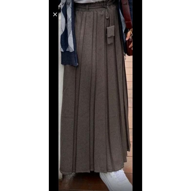 Bergaransi Rok Plisket Semi Woll Rok Kerja Pinggang Karet Rok Kantor Rok Guru Pinggang Karet Rok Ker