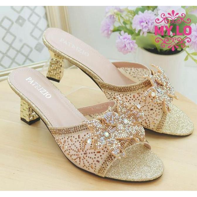 DE67 - SEPATU HEELS PESTA WANITA WEDDING SHOES SANDAL PENGANTIN PEREMPUAN MEWAH ELEGAN SELOP KEBAYA 