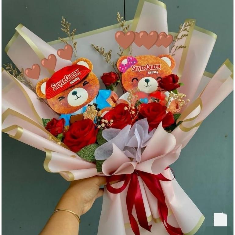 BUKET COKLAT BERUANG SILVERQUEEN / BUKET COKLAT SILVERQUEEN/ BUKET coklat  MURAH / BUKET JAKARTA MUR
