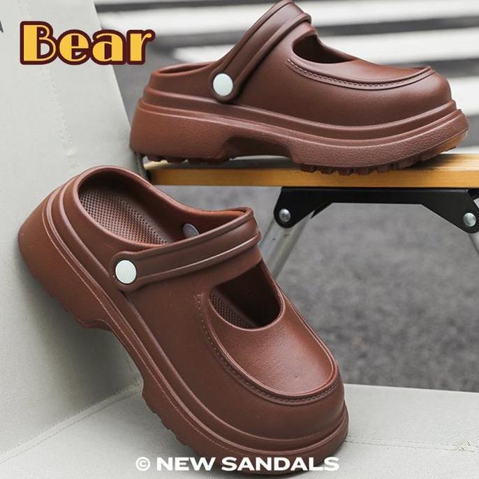 DS98 >> Bear 2025 Sepatu Sandal Wanita Platform Sandal Slop Cewek Size 36/37 - 40/41 Jelly KaretBROW