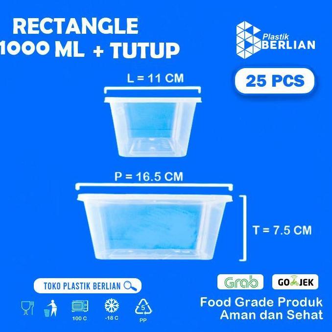 Thinwall Rectangle 1000Ml / Kotak Makan Plastik 1000Ml Rectangle / Box