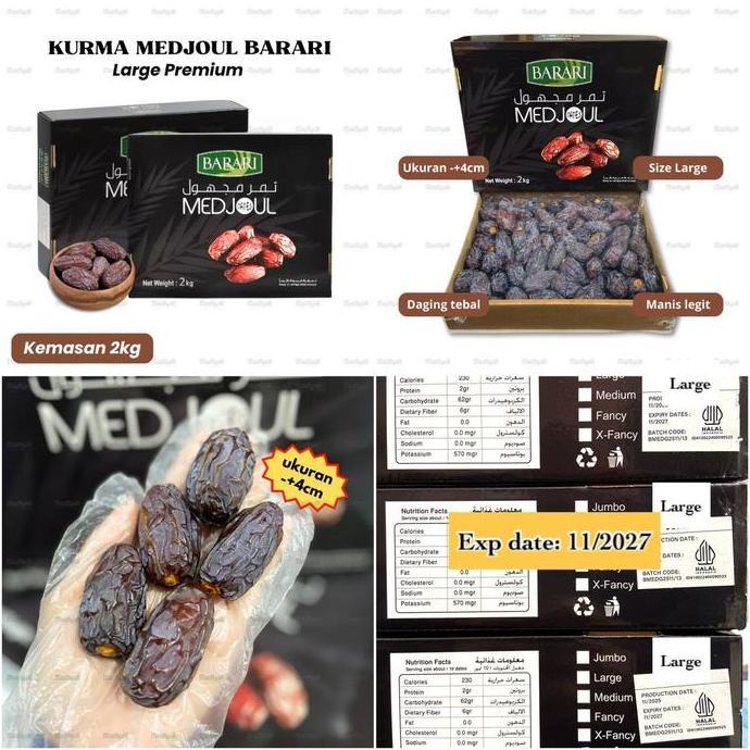 OISHION KURMA MEDJOL BARARI 2KG LARGE MEDJOL BARARI 2KG JUMBO KURMA 2KG KURMA MEDJOL 2KG KURMA SIZE 