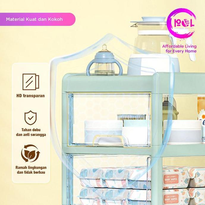 VERCHASE [POL] Rak Troli Dorong Bayi Roda | Rak Penyimpanan Serbaguna | Troli Penyimpanan | Lemari D