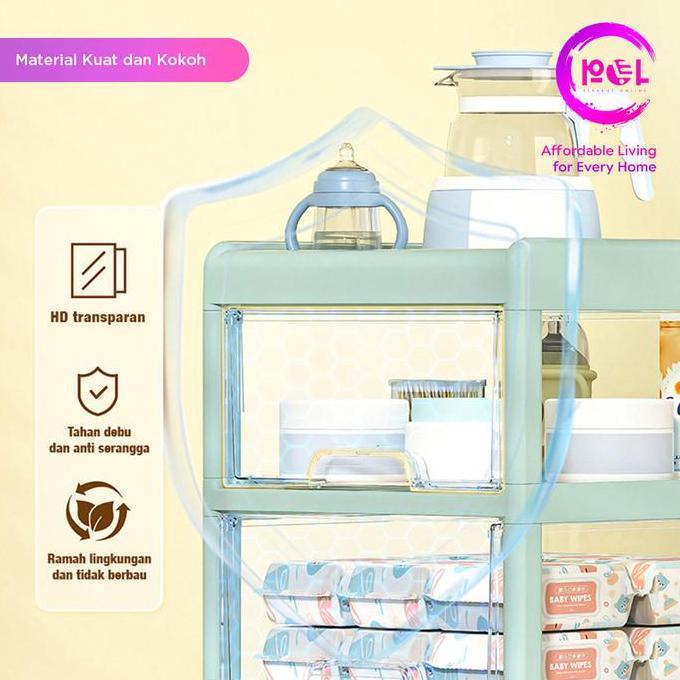 QANTASH [POL] Rak Troli Dorong Bayi Roda | Rak Penyimpanan Serbaguna | Troli Penyimpanan | Lemari Do