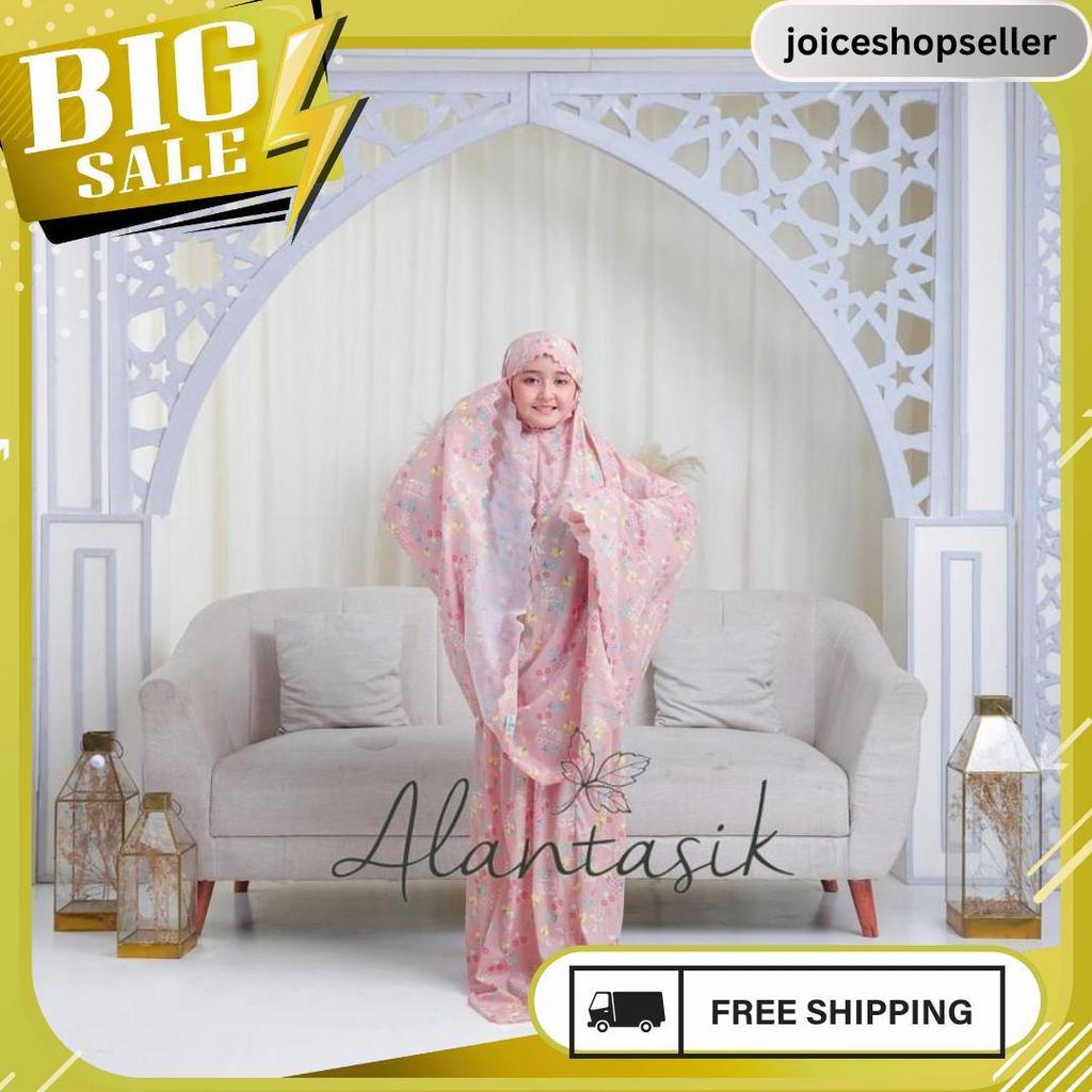 - Mukena Anak Tanggung Travel 2In1 Parasut Motif Bunga Love Cinta Korea Sleting Dagu 2In1 Meledak