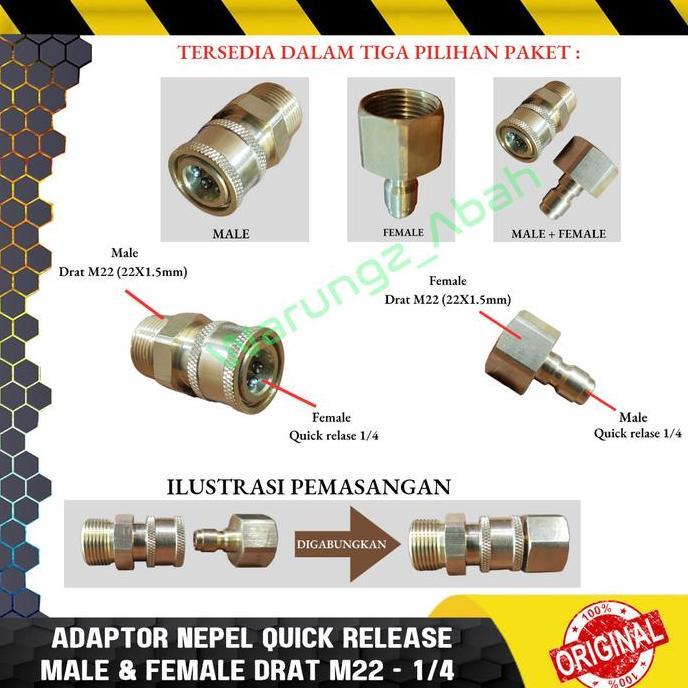 NEPEL NIPLE SAMBUNGAN QUICK RELEASE ADAPTOR ADAPTER KONEKTOR CONNECTOR KOPLER COUPLER NEPEL QUICK RE