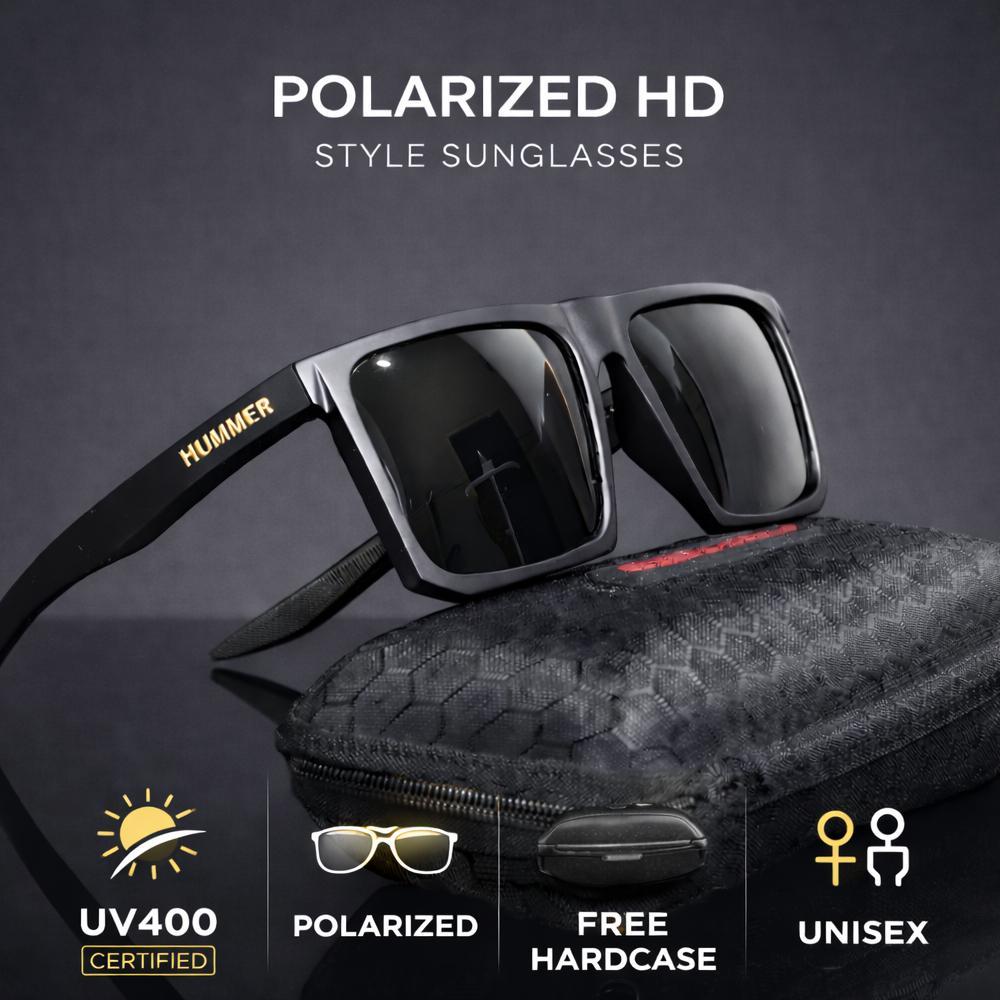 Kacamata Hitam Pria Polarized Sunglasses Anti Silau Uv400 Frame Kotak - HM