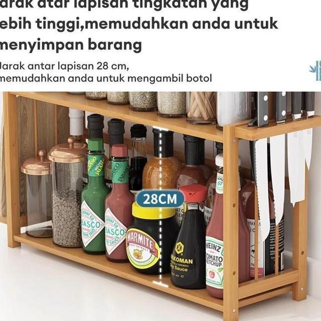 Kens Dapur Bumbu Multifungsi Organizer Dapur Dapur Bambu Dapur Susun Tempat Dapur Serbaguna Storage 