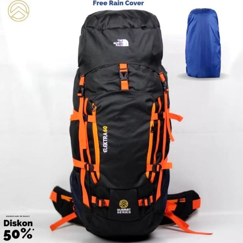 Tas Carrier Gunung 60 Liter Single Frame Besi Backpack Hiking Outdoor Anti Air + Free Rain Cover - R