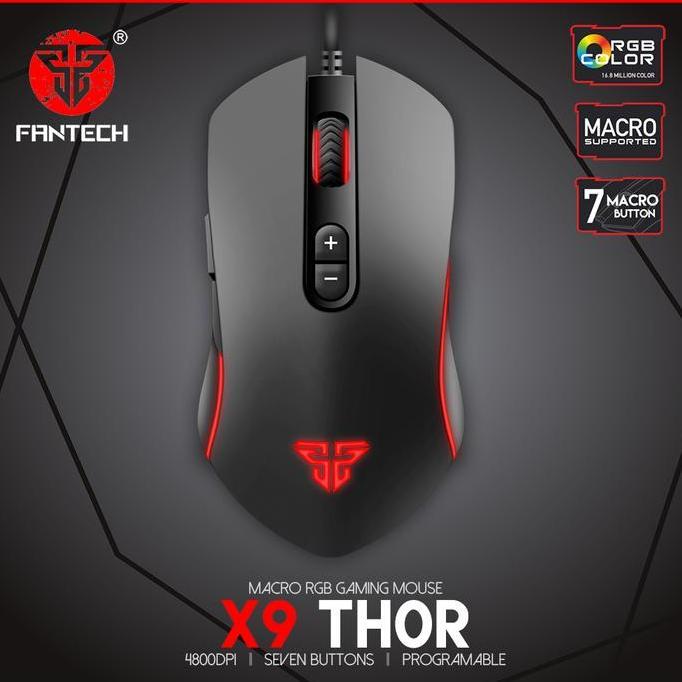 NEW Fantech Gaming Mouse Macro X9 THOR Original RGB 7D Programmable 4800 Dpi PB & KANATA VX9 600 DPI