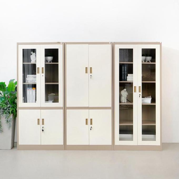 Dicdoc- Informa Kiev Lemari Arsip Kantor Metal 2 Pintu Kaca - Cokelat Rak Dokumen Filing Kabinet Tem