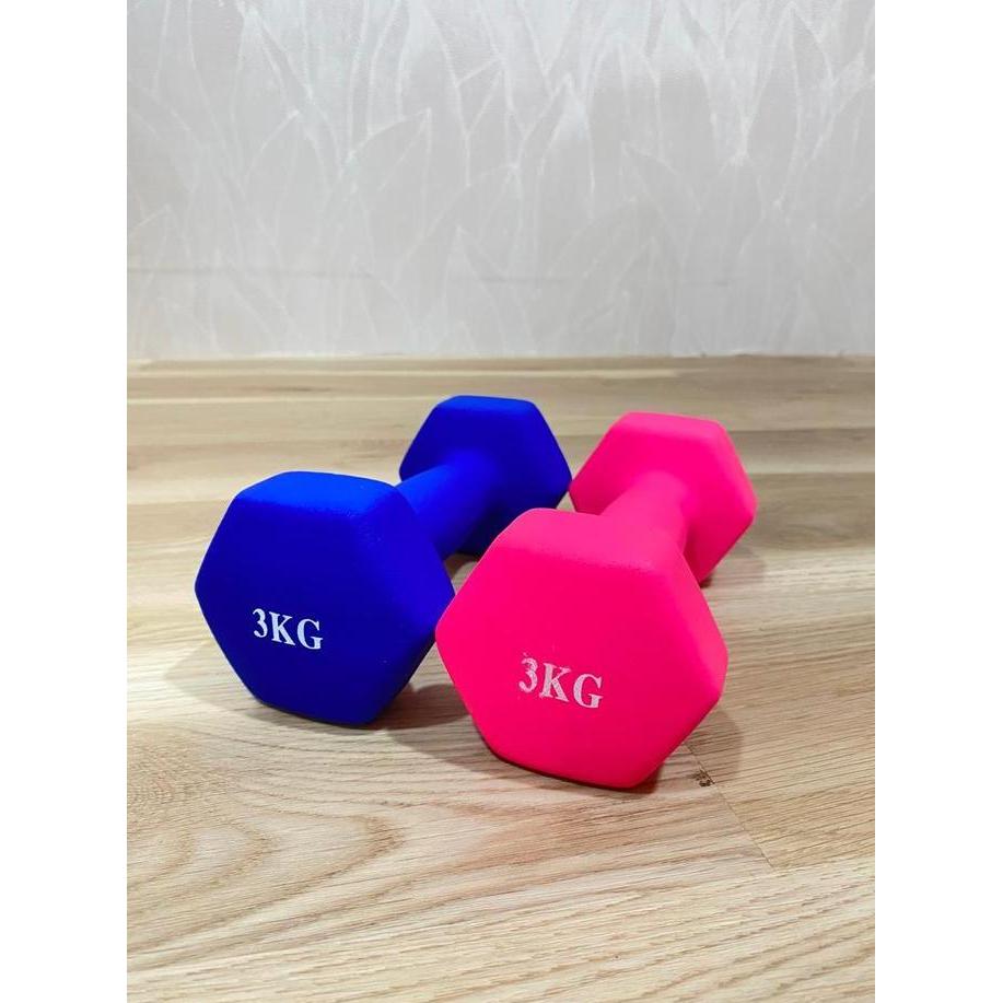 Otwsehat- Dumbell 3Kg Dumbbell Neoprene Barbel Vinyl Anti Slip 3 Kg Barbel Neoprene Dumbell Neoprene