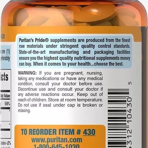 Vitafix- Puritan Pride Vitamin C 500 Mg - 100 Kaplet Rose Puritans Puritan'S