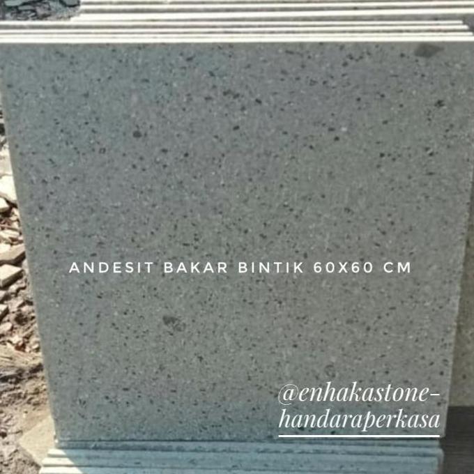 batu alam andesit bakar bintik (Cipanca) 60 cm x 60 cm x 1,5-1,7 cm GOL