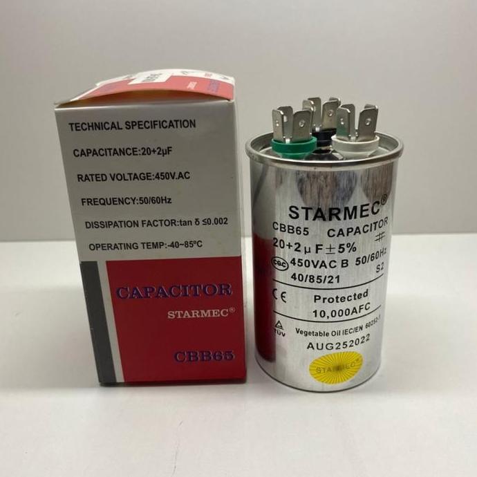 Kapasitor Ac 20+2Uf Capasitor Ac 20+2 Uf 450V Starmec Termurah