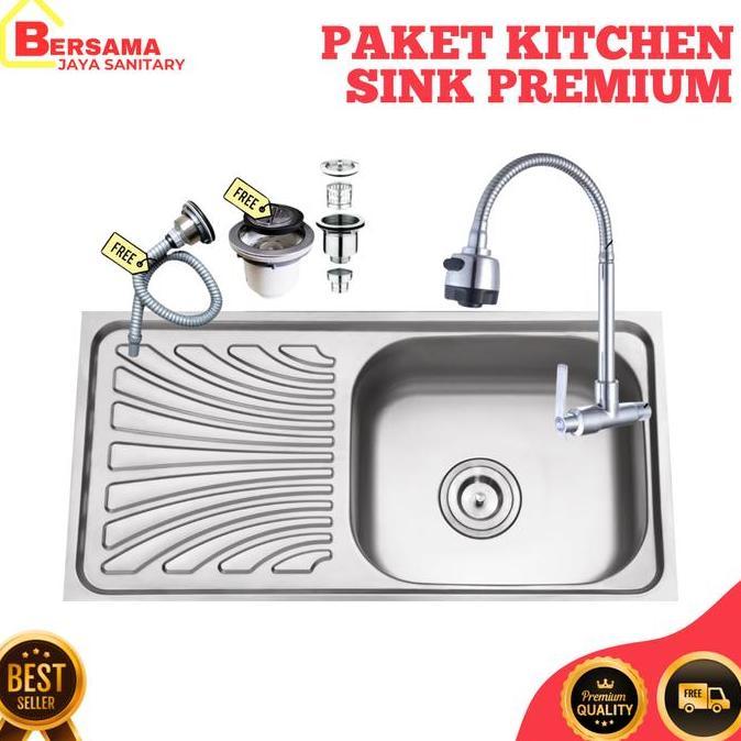Washyt- Paket Lengkap Wastafel Cuci Piring Kitchen Sink Cuci Piring Tempat Cuci Piring Stainless Set