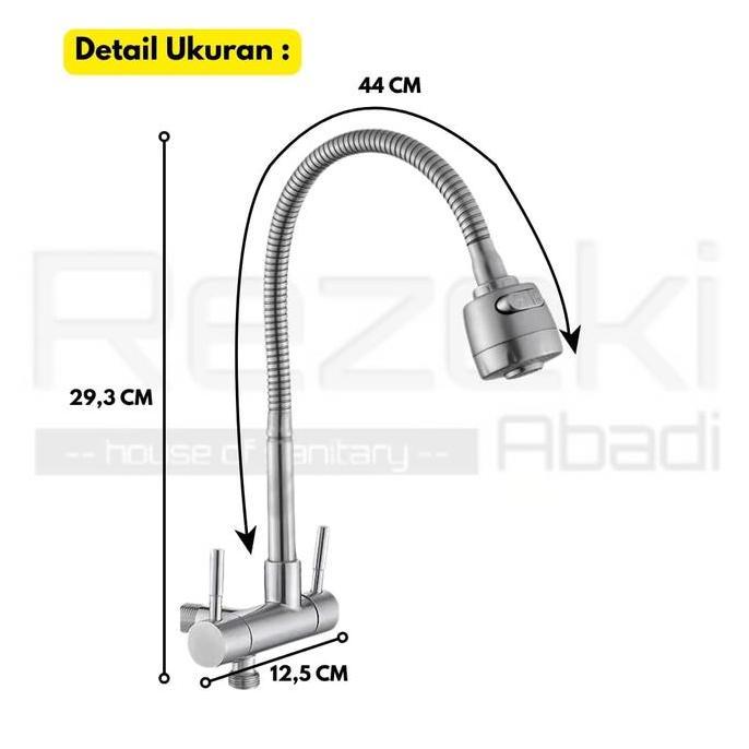 Teruss- Kran Angsa Cabang 2 Sus304 / Kran Cuci Piring / Kran Filter Air / Pipa Fleksibel