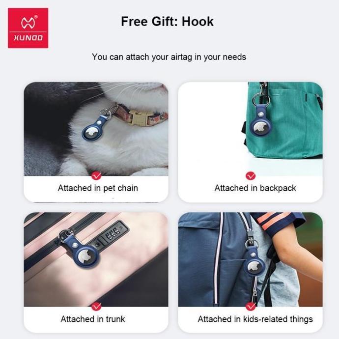 XUNDD Original Apple Airtag Case Keychain Holder PU Leather Synthetic