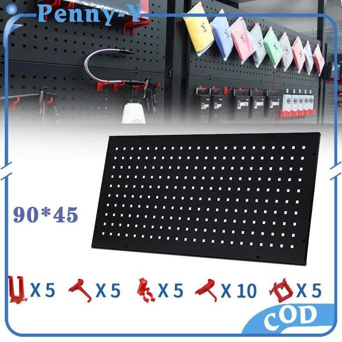 SOORIM Rak Bengkel Perkakas Rak Kunci Kunci Bengkel Rak Pegboard Hitam Wall-Mounted Hardware Tool Ha