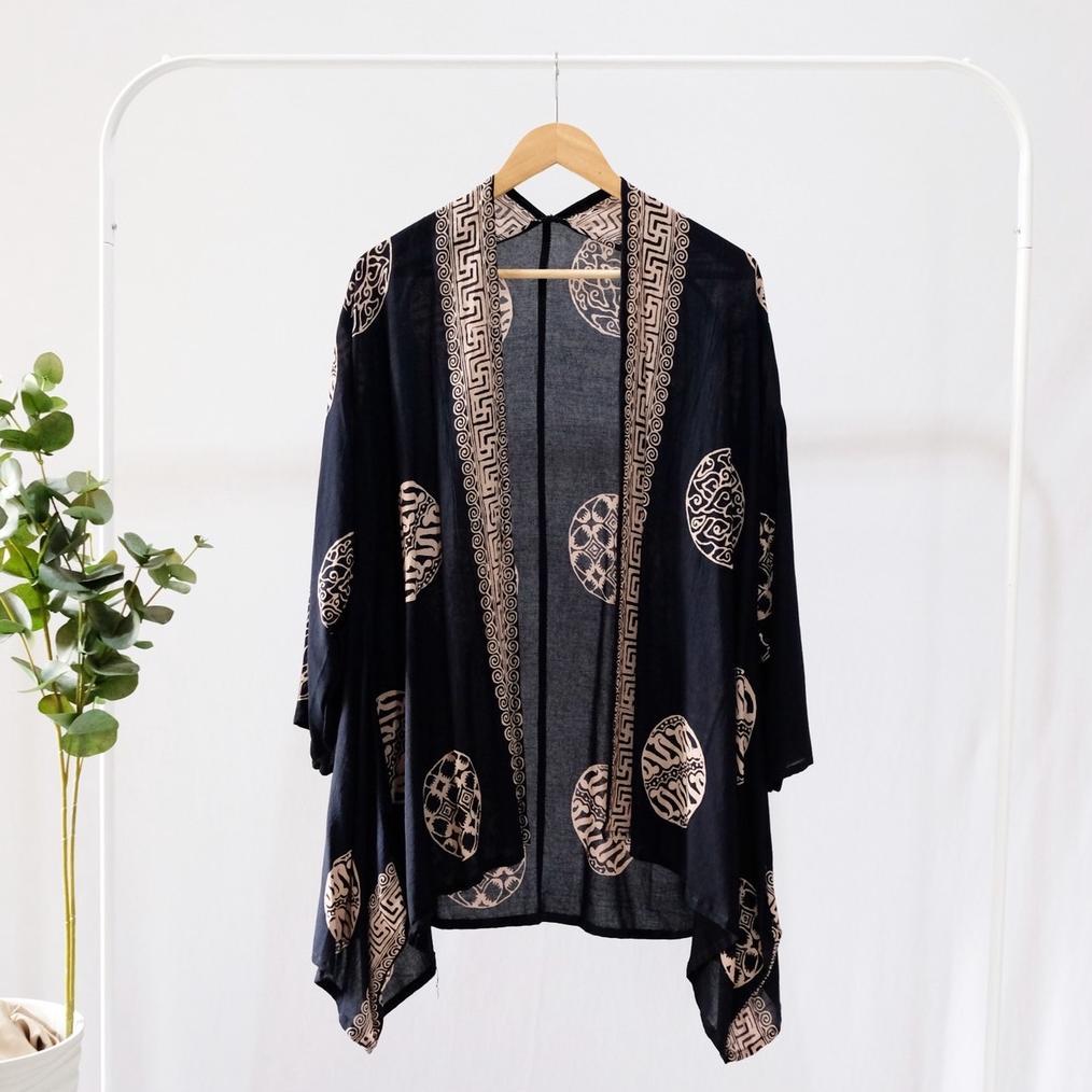 NEW PROMO ATASAN OUTER BERLENGAN BATIK HITAM MODERN WANITA OUTER BATIK CARDIGAN BATIK KONDANGAN ROMP