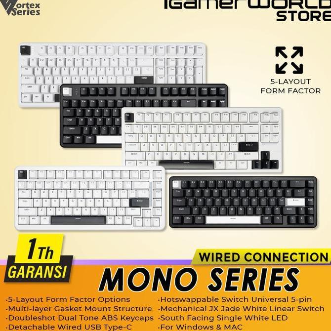 BEBAS ONGKIR - VortexSeries MONO V2 65 75 87 100 Gasket Mount Hotswap Universal Wired Gaming Keyboar