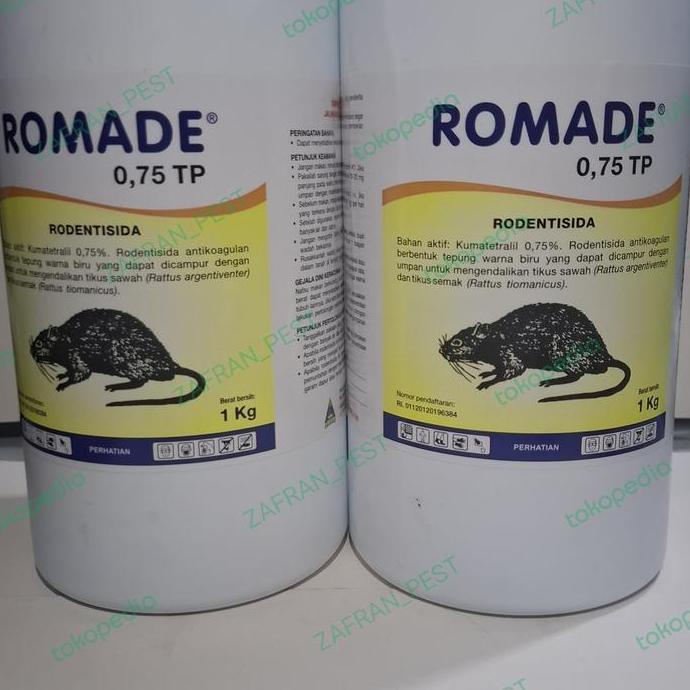 Ready  Romade 0,75TP racun tikus 1kg powder rodentisida umpan tikus bubuk