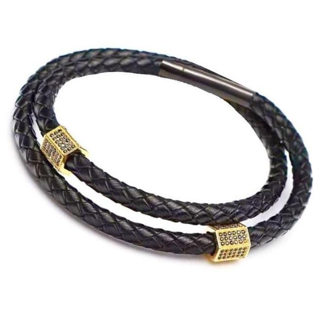 Genuine Leather Bracelet Titanium Gelang Pria Wanita Gelang Kulit Asli