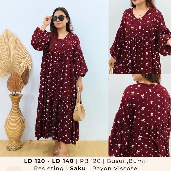 Ready stock Oriani Nammy Dress Daster JUMBO Big Size LD 120 -  LD 140 Busui Bumil Freindly Katun Ray