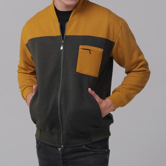 Termurah / Hot Sale Jaket Comfy Pria /Kain Diamon Lembut Nyaman / Jacket Basebal Setrip Diamond Kain