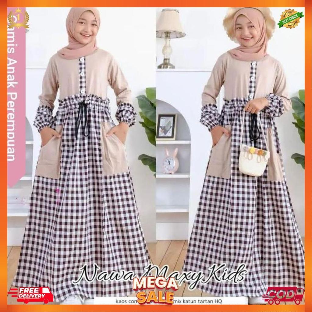 Terbaru  Nawa Maxy Kids / Baju Syari Anak Perempuan Terbaru 2022 / Gamis Terbaru 2022 Modern Lebaran