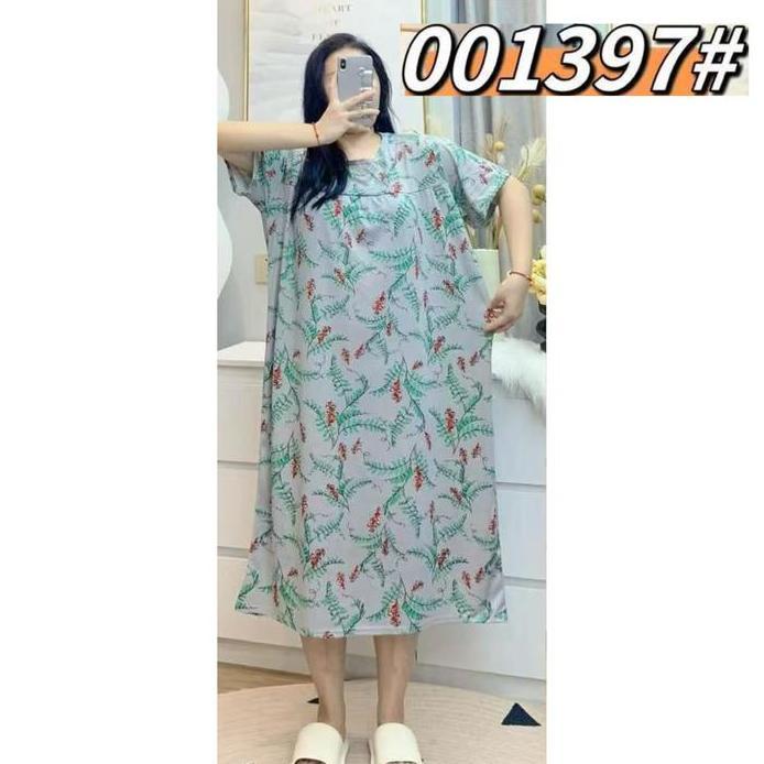 Ready stock Daster Spandex Super Jumbo Murah Adem Motif Bunga Dress Tidur Wanita Bumil Import Oversi