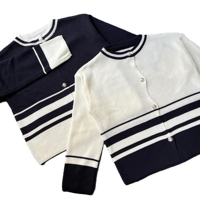 BL16 - Cardigan Rajut Halus Gemma Crop - Basic Hitam Putih untuk Wanita - Knitwear