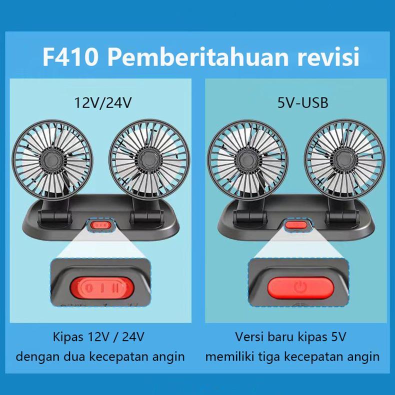 BIG SALE Kipas Angin Mobil 24/12 Volt Portable Mobil Gantung Kipas Mobil USB Double-Head Fan Untuk T