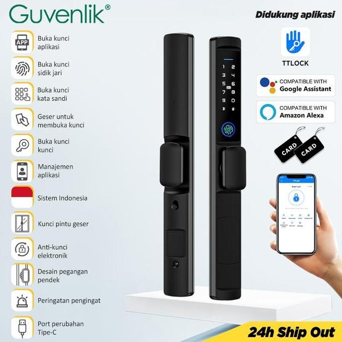 Smart Door Lock TTLOCK Kunci Pintu Rumah Fingerprint Kunci Pintu Sliding Short Handle Kunci Pintu Di