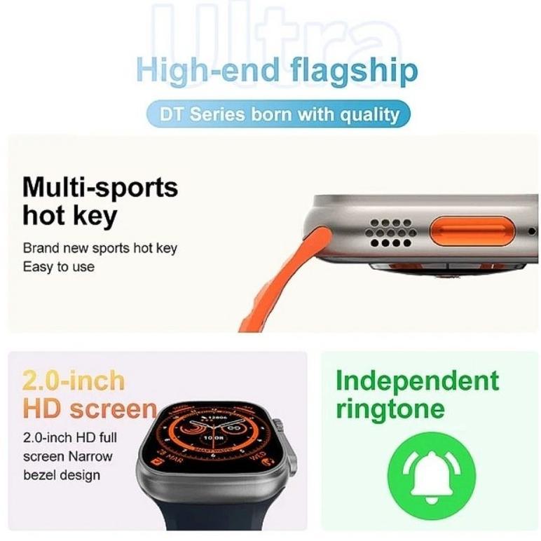 HOT DEALS GARANSI SMART WATCH DT8 ULTRA DT NO1 SERIES 8 49mm 2 Inch HD SCREEN WEAR PRO DT8 ULTRA SMA