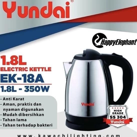 YUNDAI ELECTRIC KETTLE TEKO PEMANAS LISTRIK OTOMATIS STAINLESS 1.8 Ltr
