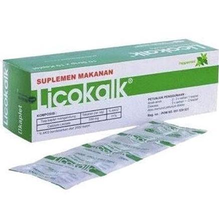 LICOKALK Hijau Likokalk Suplemen Makanan kalsium anak dewasa 1 box = 10 strips x 5 tab