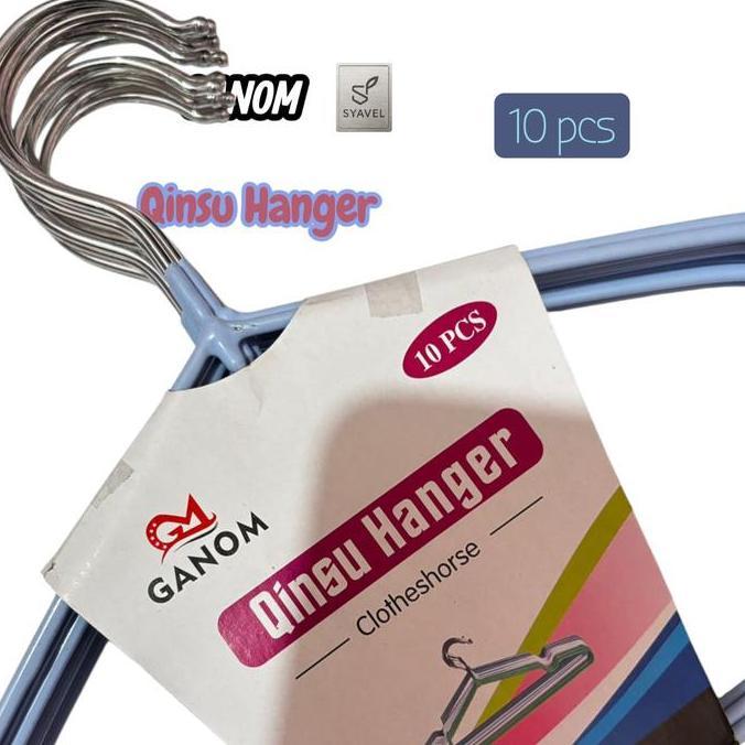 GANOM Qinsu Hanger GANTUNGAN BAJU GANOM Isi 10 PCS 40 CM Lapisan Silikon Banyak Warna Anti Slip untu