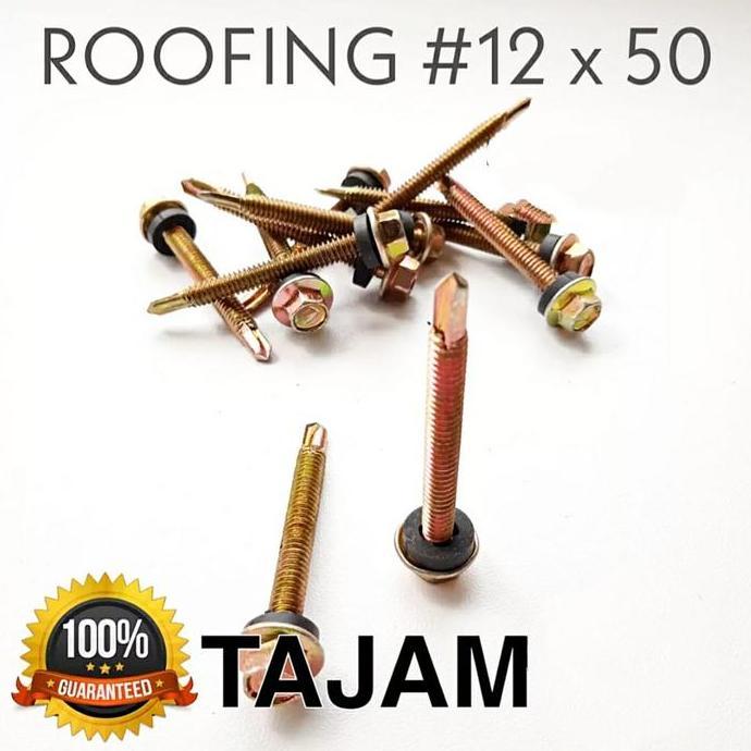 1 Dus Baut Baja Ringan Roofing/Drilling 12X50 Isi 350 Pcs Panjang 5Cm Baut Roofing 12X50 Isi 350Pcs 