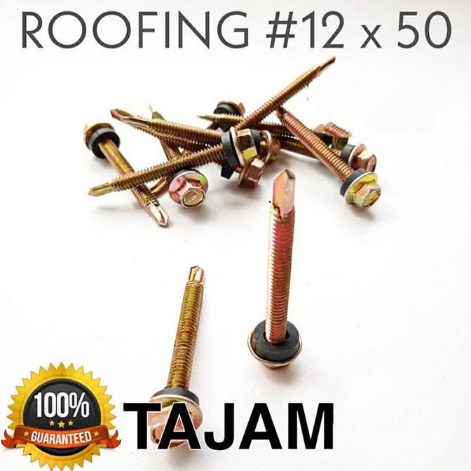 200Pcs Baut Baja Ringan Roofing/Drilling 12X50 Panjang 5Cm Isi 200Pcs Baut Roofing/Drilling Baja Rin