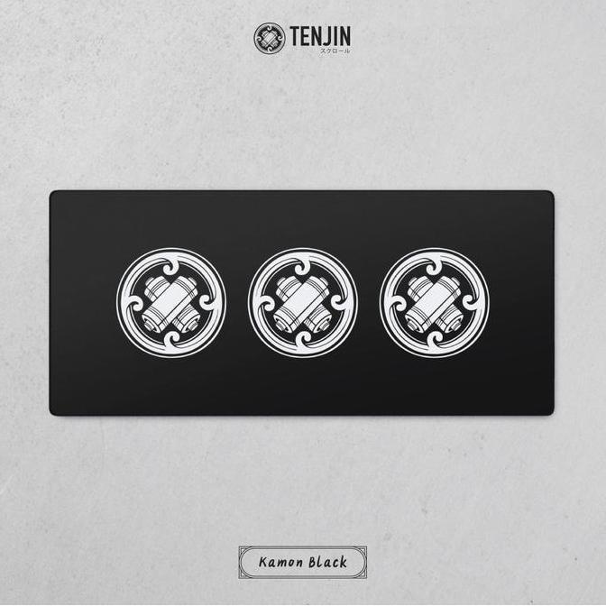 Gemgem- Tenjin Scrollworks - Kamon Black Deskmat